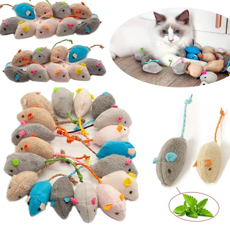 Catnip Interactive Plush Mouse - 5 uds sonajero gato ratón juguetes