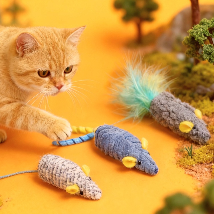 Catnip Interactive Plush Mouse - Juguetes para gatos, 3 uds., ratones