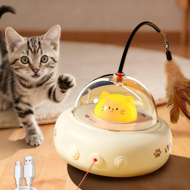 Laser Pointer Cat Toy Automatic - Juguetes Interactivos Recargables 2 en 1