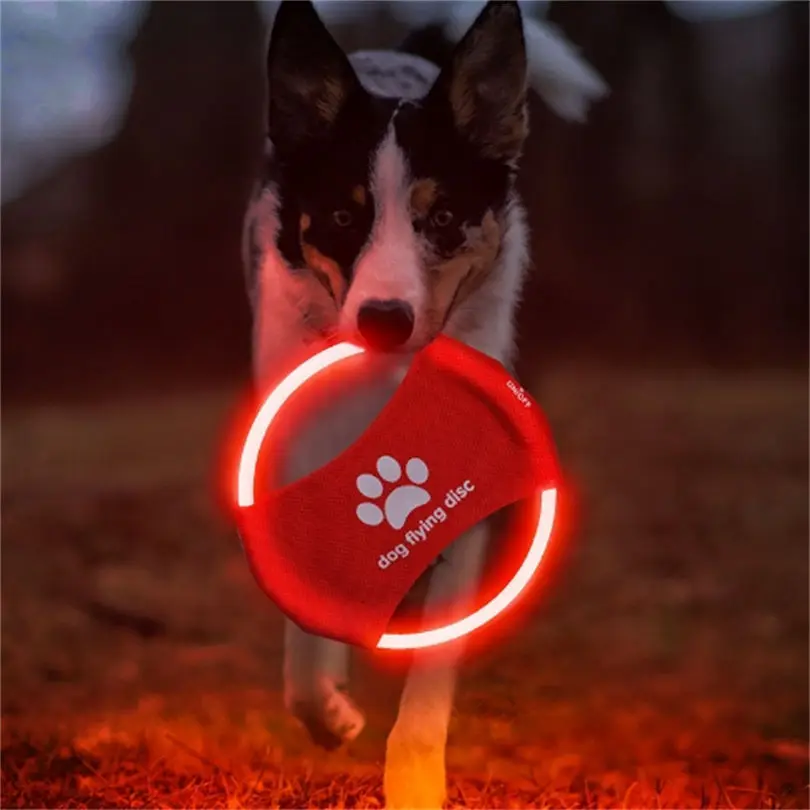 Flying Disc Dog Training Toy - Juguete para perros LED brillante disco