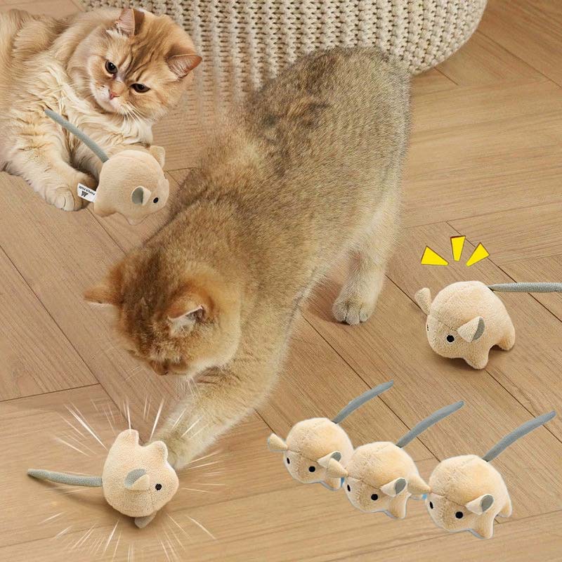 Catnip Interactive Plush Mouse - Ratón de peluche eléctrico, hierba gatera,