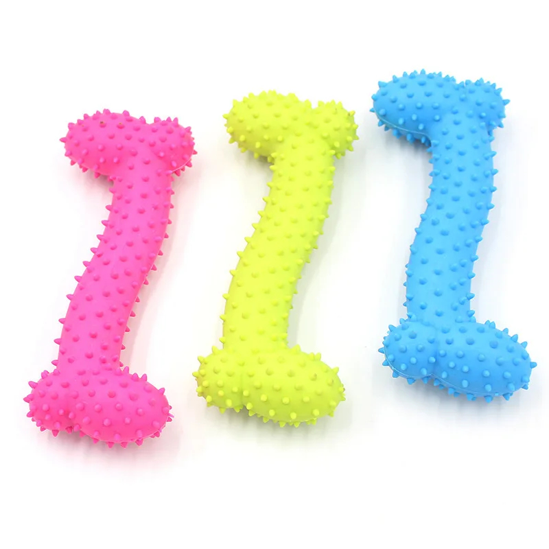 Teeth Cleaning Dog Chew Bone - Juguete de Goma Resistente para Mascotas,