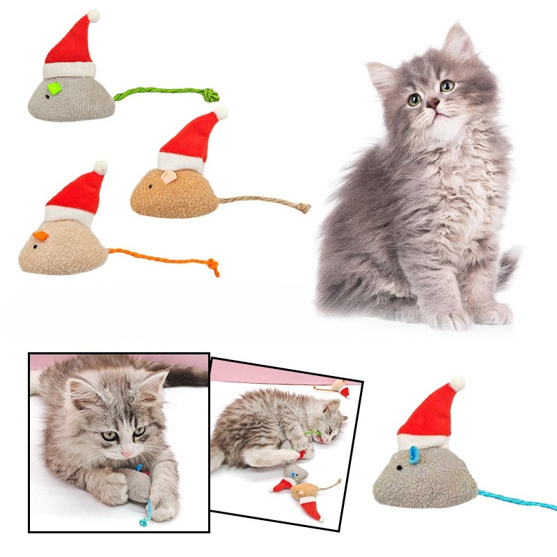 Catnip Interactive Plush Mouse - Juguete para masticar con empuje para