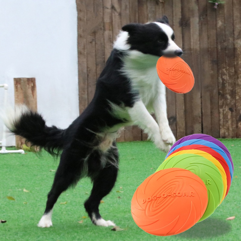 Flying Disc Dog Training Toy - Platillo volador de silicona interactivo para