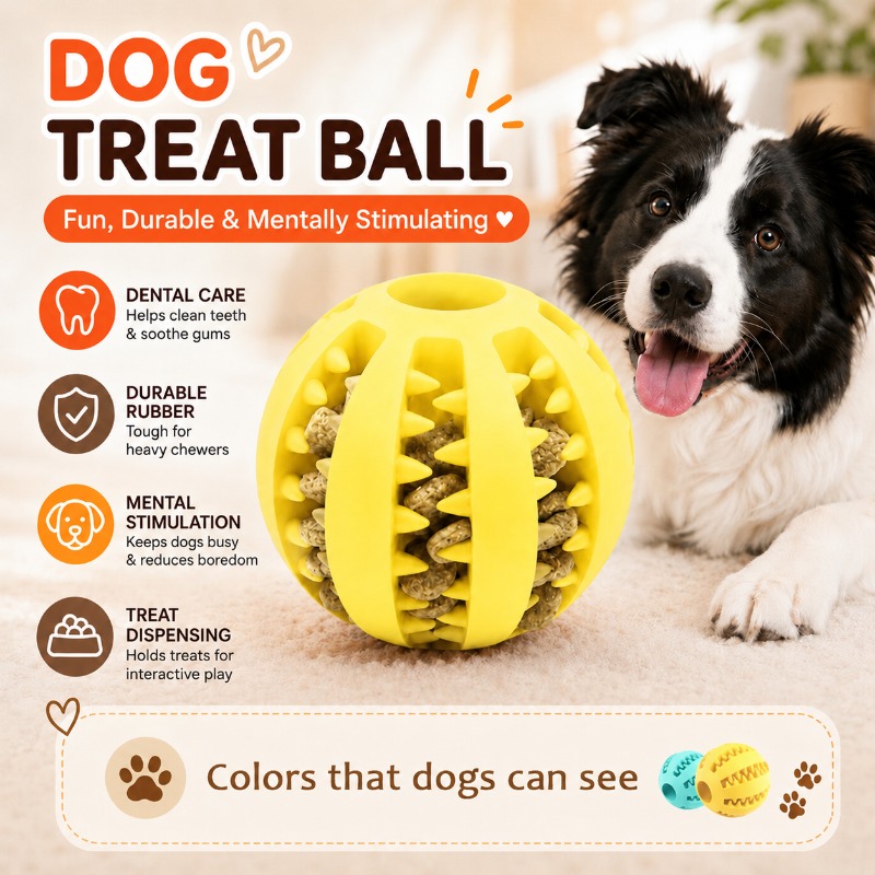 Rubber Treat Dispensing Dog Toy - 1 unidad de Pelota de juguete