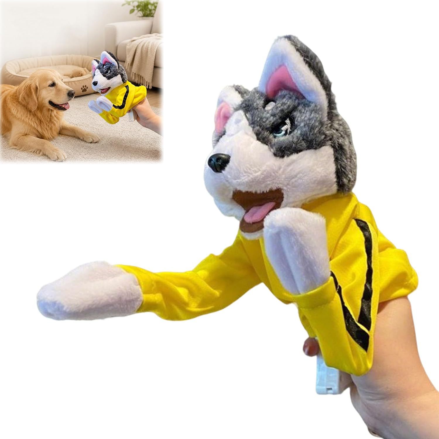 Interactive Squeaky Plush Dog Toy - Juguete de Peluche Interactivo Husky Boxing,