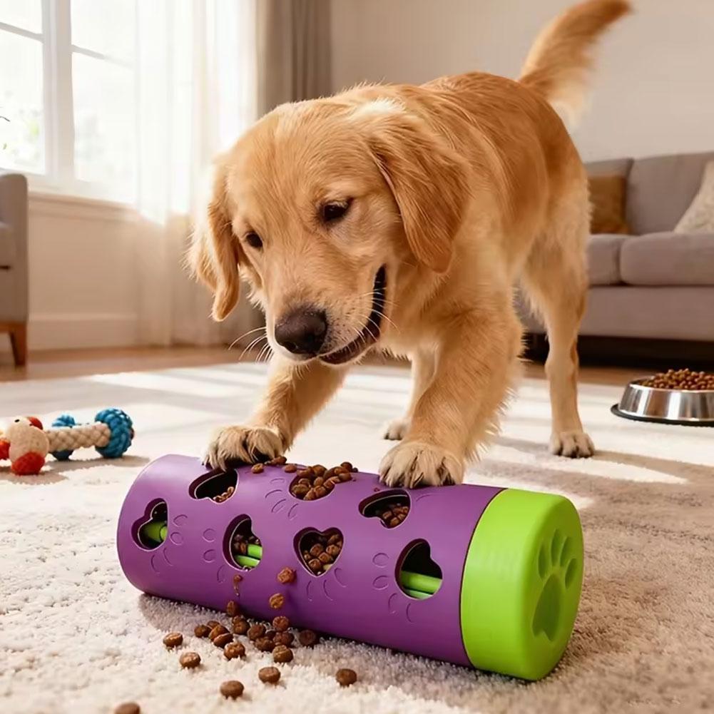 Interactive Squeaky Plush Dog Toy - Dispensador interactivo de comida lenta para