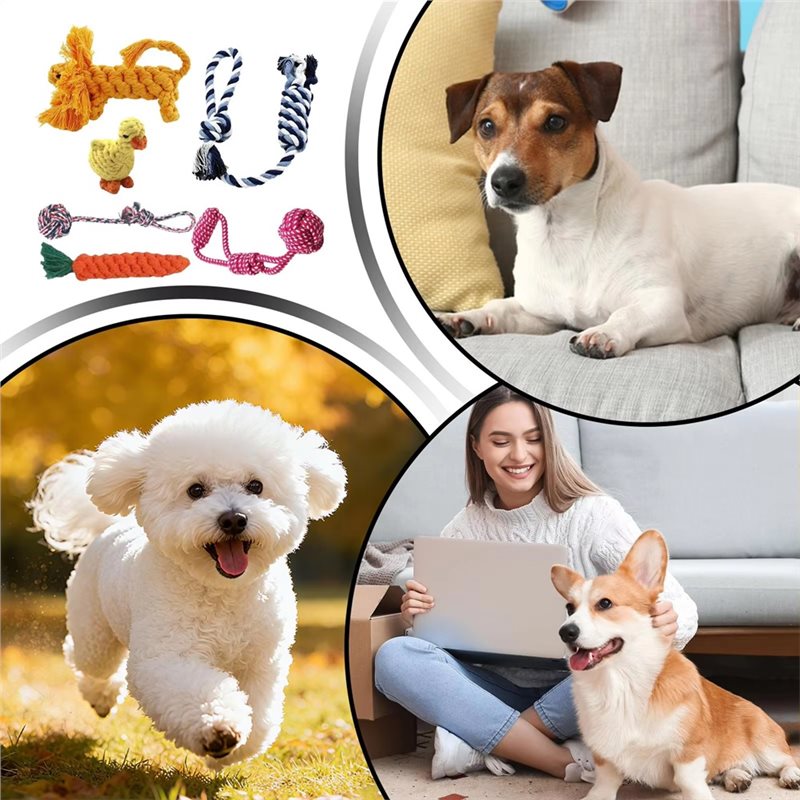 Cuerda para perros, 6 piezas,  - Dog Rope Toy Aggressive Chewers reseña y precio