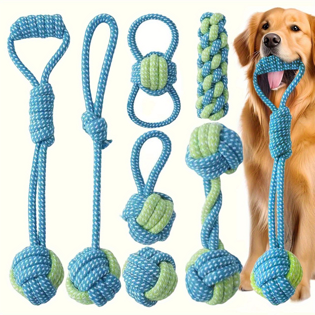 Juego de 7 juguetes interactiv - Dog Rope Toy Aggressive Chewers reseña y precio