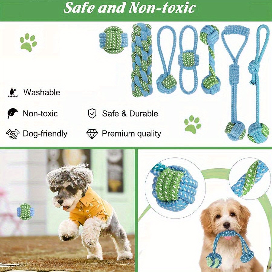 Juego de 7 juguetes interactiv - Dog Rope Toy Aggressive Chewers reseña y precio